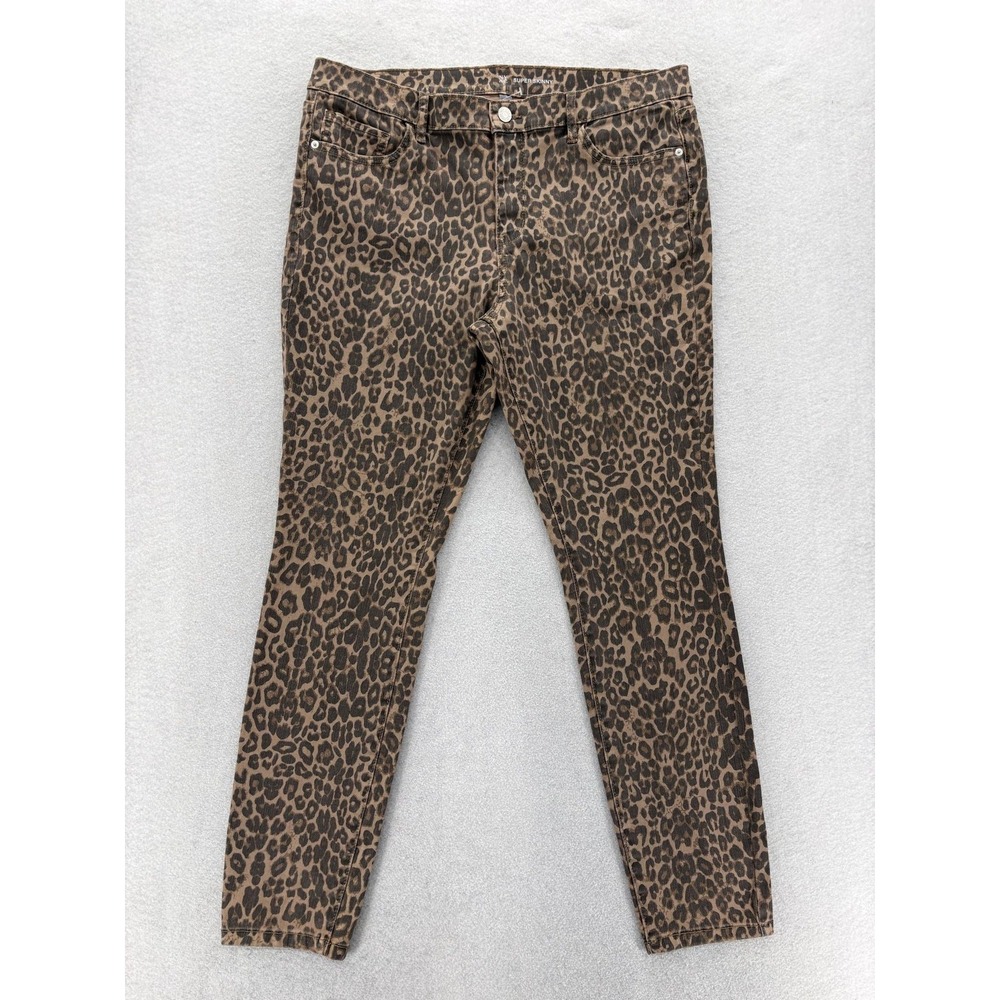 New York & Company Super Skinny Jeans Womens 14 Brown Animal Print Stretch NWT